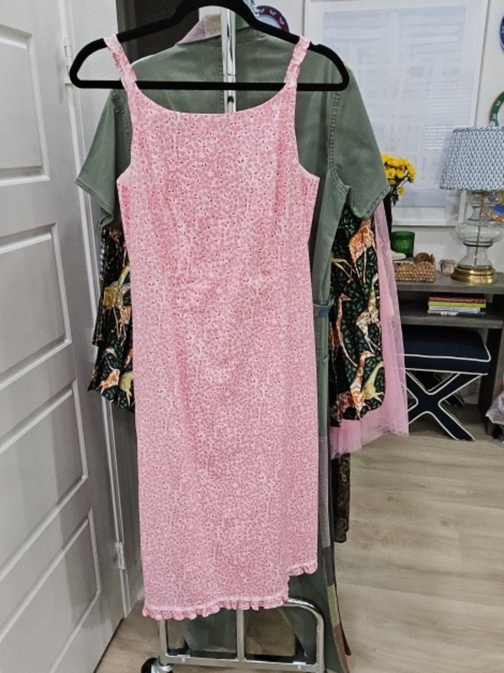 Sleeveless Pink Sequin Midi Dress